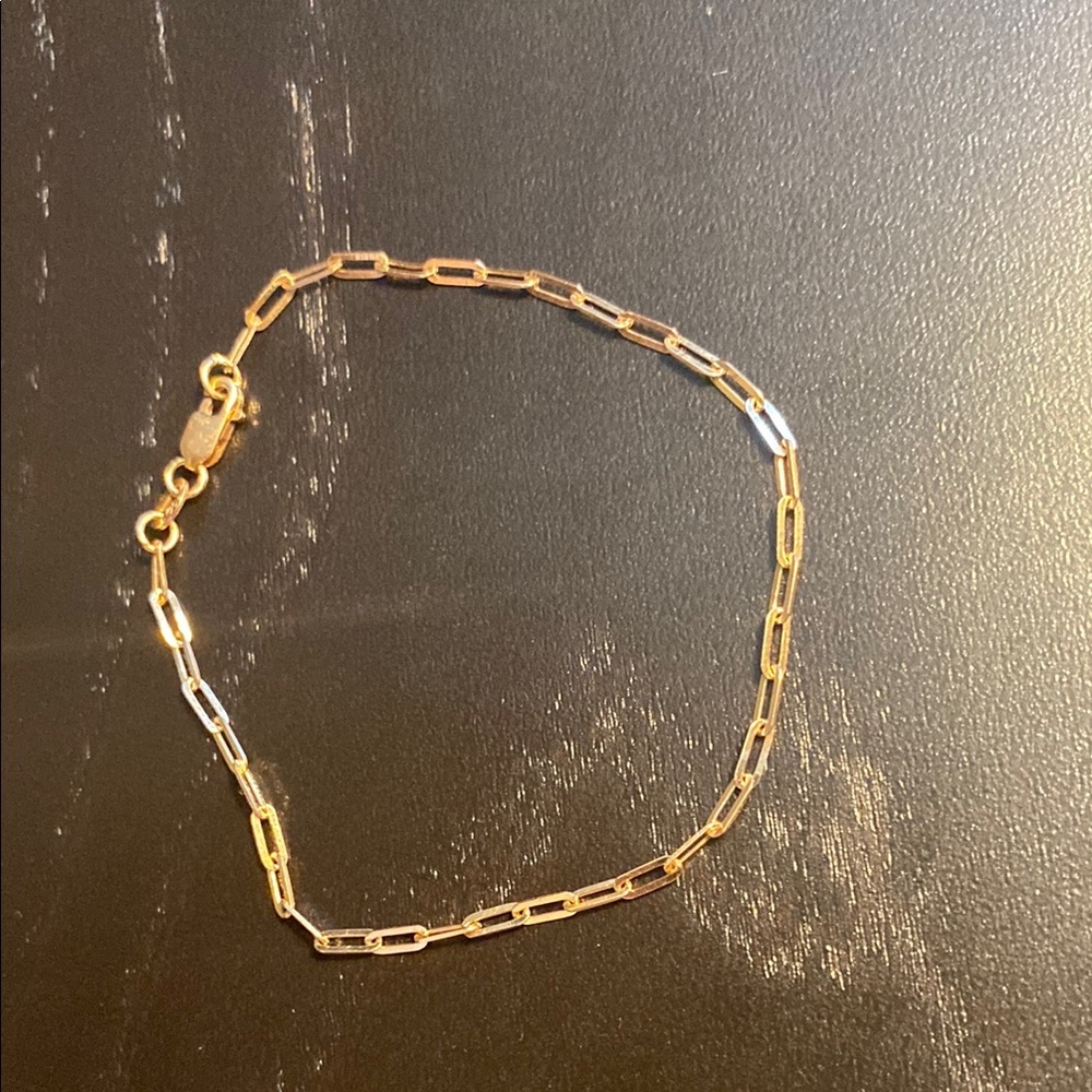 Baby Gold Rose Gold Paper Clip Bracelet 7”